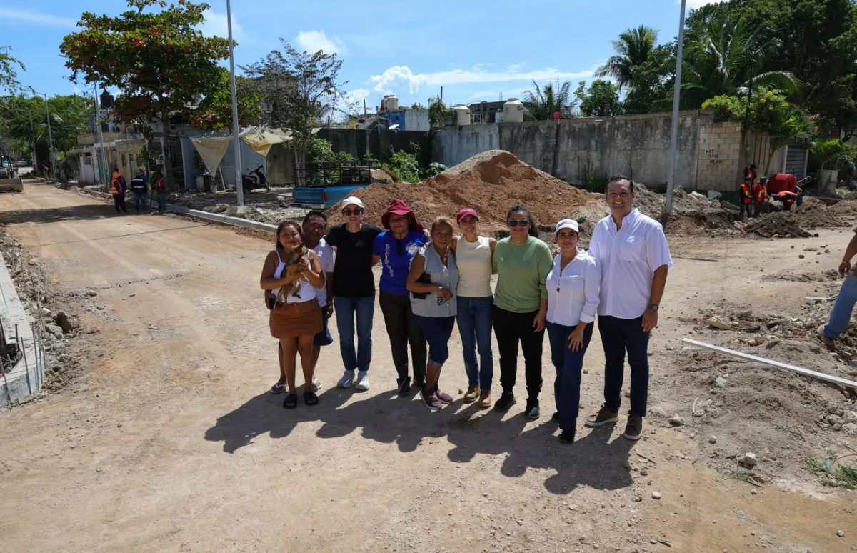 Newly paved street with sidewalks in San Alfredo neighborhood, Cancún