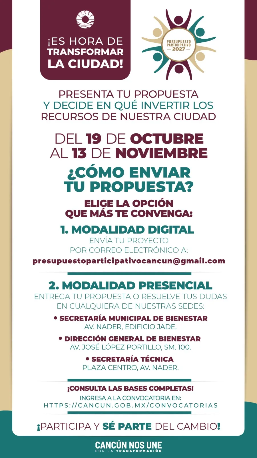 Launch of Cancún's 2027 Participatory Budget call for proposals