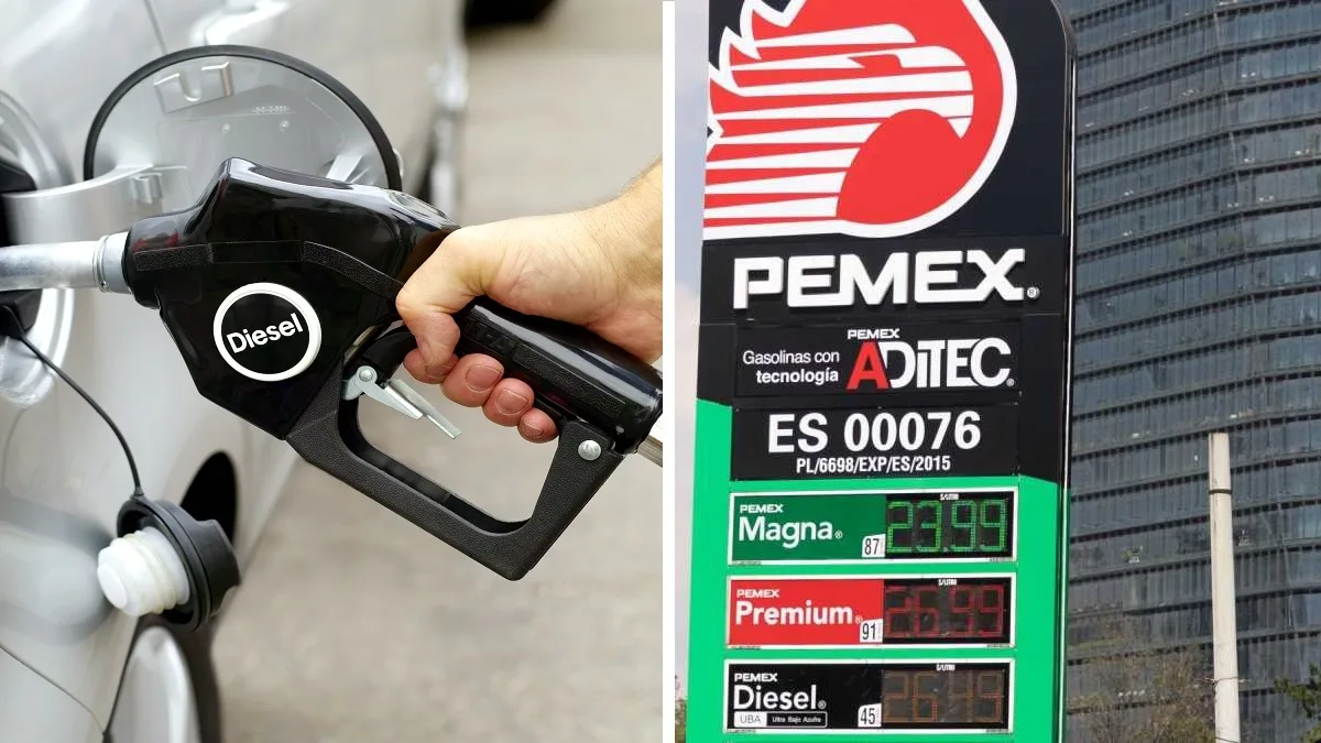 Bomba despachadora de gasolina en una estación de servicio en México